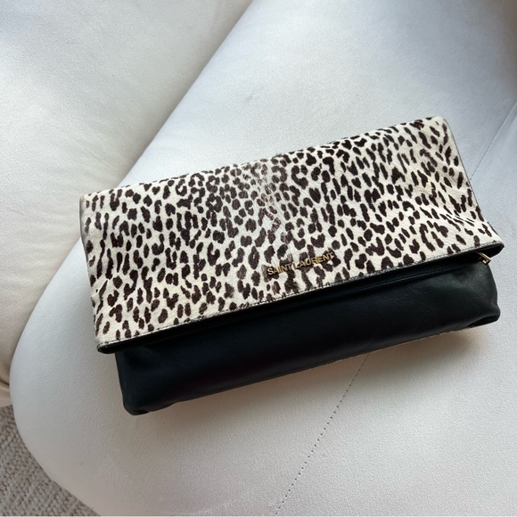 Pony Hair Fold Over Clutch by Saint Laurent - Picture 5 of 10